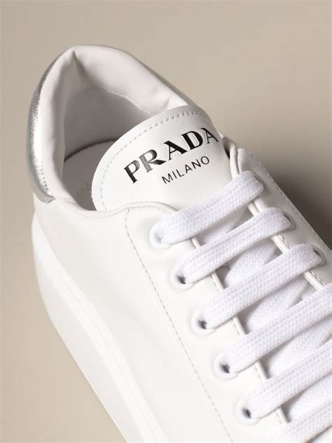 prada special white shoes blue stripes|prada white high top sneakers.